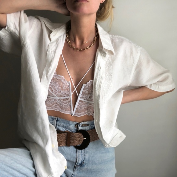 Plunge Lace Bralette in WHITE - Picture 8 of 8